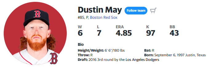 左投Dustin May