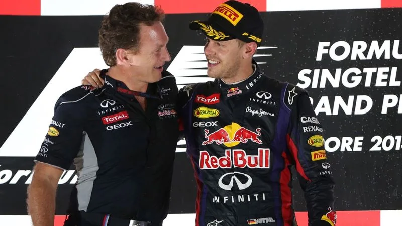 Christian Horner&Sebastian Vettel(photo：F1官網)/球爺嘴球